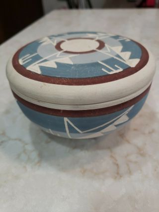Sioux Pottery Sp - Rc - Sd Native American Bowl With Lid Hand Painted Home Decor