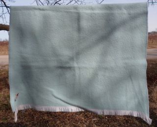 Vintage Baby Blue Small Pure Wool Mossfield Porritts Spencer Blanket 35 " X 50 "