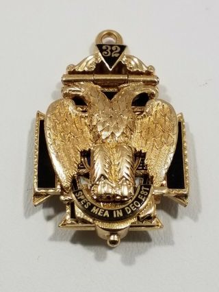 14k Gold Masonic 32nd Degree Knights Templar Pendant 15g