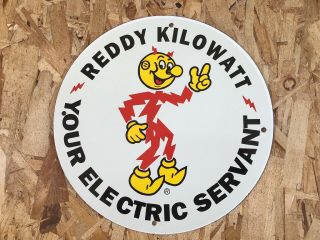 Vintage Reddy Kilowatt Porcelain Sign Gas Station Pump Plate Electric Ge Oil