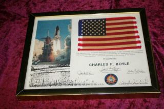 Nasa Charles P.  Boyle Flag Of The Space Shuttle " Columbia.  " 3.  4 Million Miles
