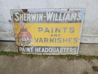 Vintage Old Sherwin Williams Double Sided Paint Sign 20 " X 28 " Heavy Porcelain