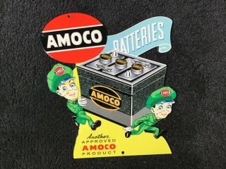 Vintage Amoco Gasoline Metal Sign Gas Oil Service Station Pump Plate Rare