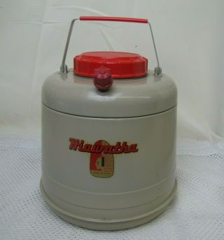 Vintage Hiawatha Red/tan Insulated Gallon Water Jug Picnic Thermos With Spout