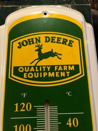 John Deere 27” Quality Farm Equipment Metal Thermometer A Tractor w Box 3