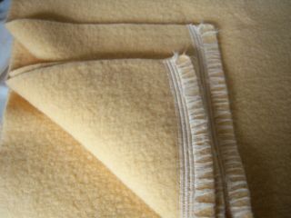 Vintage Mcm 100 Wool Twin Blanket Soft Peach W Decorative Blanket Stitching
