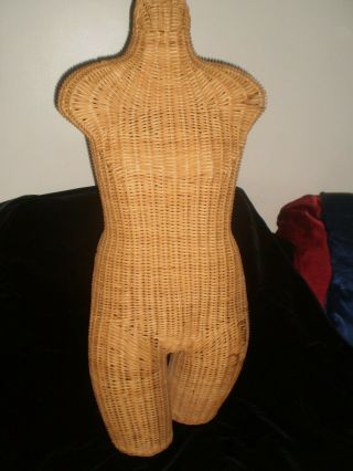 Vintage Wicker Rattan Mannequin Lady Man Fashion Model Form Display Manikin