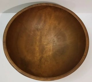 Antique Primitive Wood Dough Large Bowl Early American Hand Turned 17.  25 