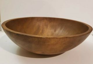Antique Primitive Wood Dough Large Bowl Early American Hand Turned 17.  25 