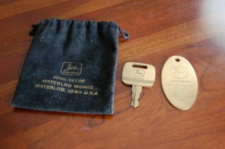 Vintage John Deere Gold Key Customer Fob And Pouch Waterloo Ex Cond