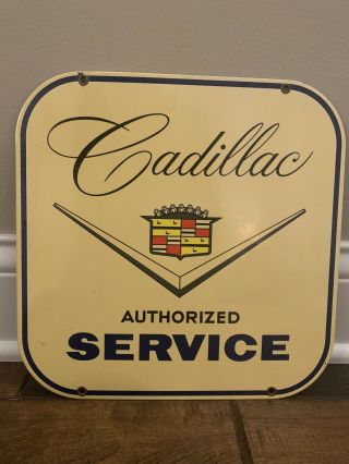 Cadillac Service Advertising Gas Oil Porcelain Sign