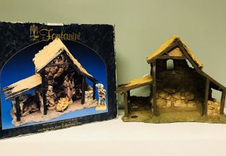 Vtg Fontanini Lighted Stable 50154 For 5 " Nativity Figurines 1996 Box Christmas