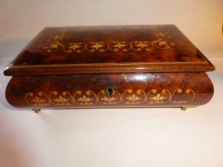 Vintage Wood Reuge Music Box - Plays Edelweiss Swiss Musical Movement