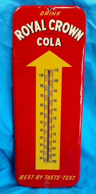 Vintage Rc Cola Thermometer 1952 Red Yellow Painted Tin Donasco 26 "