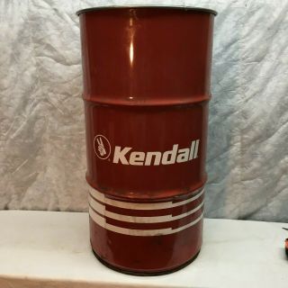Vintage 16 Gallon Kendall Oil Drum Barrel Lubricant Shop Garage Metal Trash Can