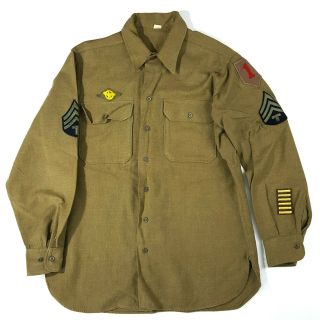 Vtg Wwii Us Army 1st Division Sergeant Uniform Shirt Size 15.  5 - 34