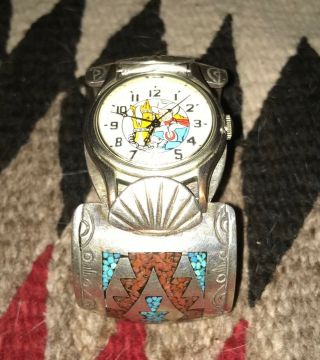 Native American,  Vintage Watch Cuff,  W/1993 Roy Rogers/trigger Fossil Watch.