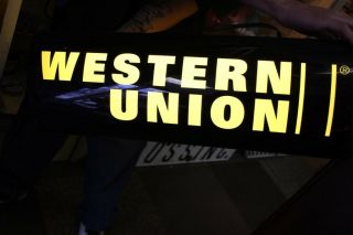 Western Union Double Sided Lighted Sign 25  x 9  x 6 3