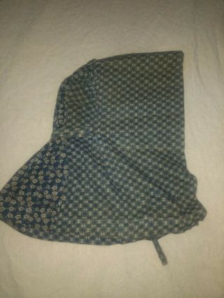 Early Antique Blue Calico Ladies Bonnet Staved Peg Rack Textile Aafa