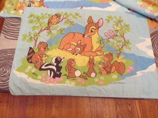 Vtg Walt Disney Bambi 2 Full Flat Sheets and 1 Pillowcase 2