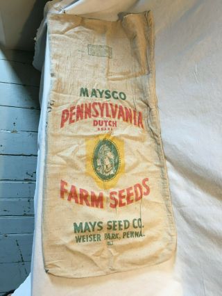 Mays Co.  Farm Seed " Pennsylvania Dutch Brand " Advertising Sack