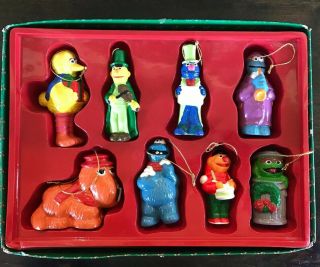 Set Of 8 Vintage Sesame Street Muppets Christmas Ornaments Newcor 1980s Ceramic