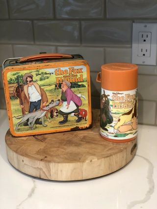 Vintage The Fox And The Hound Disney Lunchbox with Thermos Rare 2