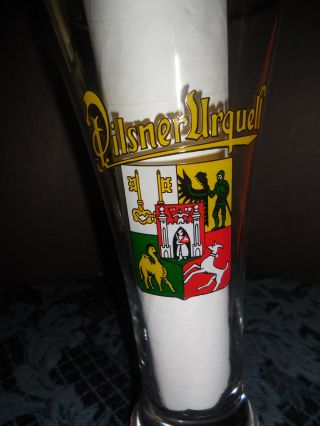 Souvenir Pilsner Urquell/beer Glass Euc Top Trimmed In Gold