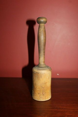 Vintage Wood Mallet Round Head 2 1/2” Dia. ,  Turned Single Piece,  10 1/4”,  9 Oz.
