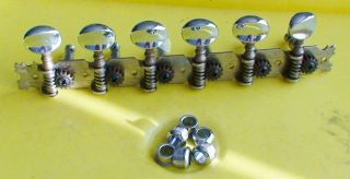 Vintage 1967 Gibson Non - Reverse Firebird Tuner Set 6 In Line With Bushings Good