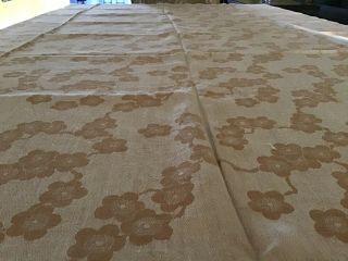 VINTAGE ALL LINEN CHERRY BLOSSOM WOVEN TABLECLOTH 78” x 53” 3