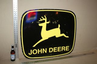 Scarce 1970s John Deere Construction 2 - Sided Painted Metal Sign Tractor Ih