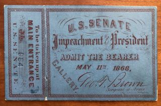 Pres.  Andrew Johnson: U.  S.  Senate Ticket To 