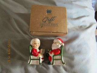 Avon Christmas Salt And Pepper Shaker Santa & Mrs.  Claus In Chairs