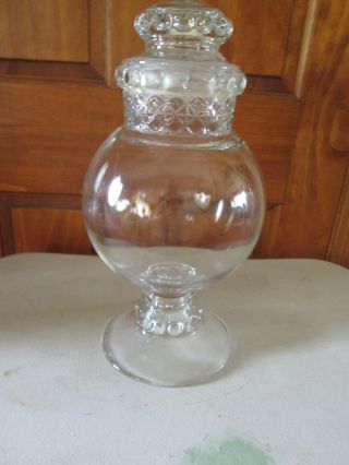 Antique Dakota Drug Store Apothecary Globe Footed Candy Jar Ground Glass Top