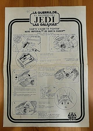 Vintage Star Wars Lili Ledy Darth Vader Tie Fighter Instruction Sheet Mexico