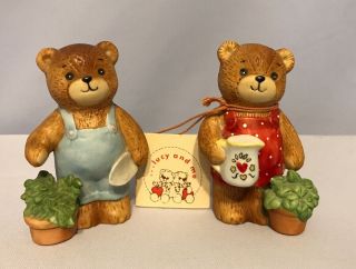 Lucy Rigg Teddy Bears Vintage Enesco 1979 Garden Figurine 2 Bears Rigglets L19