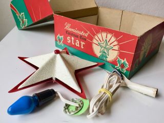 Vintage Noma Metal Illuminated Electric Star Christmas Tree Topper W/box Exccond