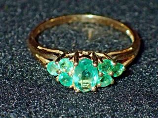 Vintage Estate Natural Emerald 14k Gold.  55 Carat Size 7.  5 Cluster Band Ring Vg,
