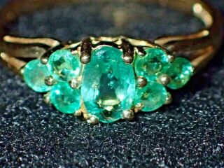 Vintage Estate Natural Emerald 14K Gold.  55 Carat Size 7.  5 Cluster Band Ring VG, 3
