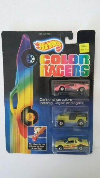 Hot Wheels 1987 Color Racers 3 Pack W/lamborghini,  Jeep & More