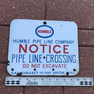 Humble Oil Company Porcelain Sign Texas Advertising