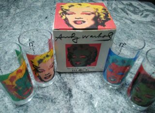 1997 Andy Warhol Marilyn Monroe High Ball Glasses Set Of 4