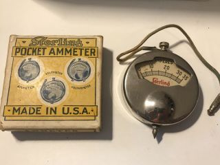 Antique Sterling Mfg.  Co.  Pocket Ammeter Made In Use Pat 