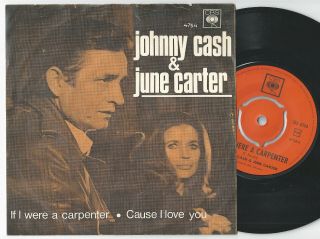 Johnny Cash & June Carter If I Were A Carpenter Norwegian 45ps 1970.  Tim Hardin