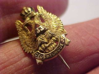 33rd Degree Scottish Rite Lapel Pin - 14 K Gold & Enamel Masonic Pin 2.  1 Gms