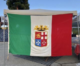 Vintage Xl Cotton Italian Military Flag Nautical Cloth Naval Ensign Old Italy