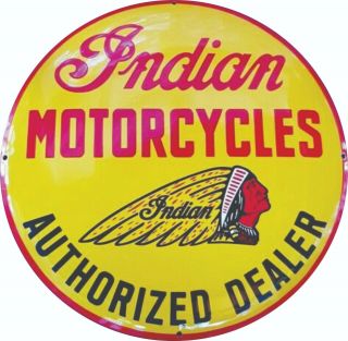 Porcelain Indian Motorcycles Enamel Sign Size 30 " Inches