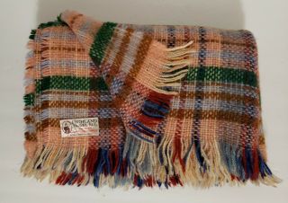 Vtg Throw Blanket 80 Wool Plaid Highland Travel Rug Scotland Approx.  42 " X56 "