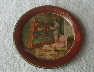 Early 1900s Tin Litho Tip Tray Globe Wernicke Sectional Bookcases